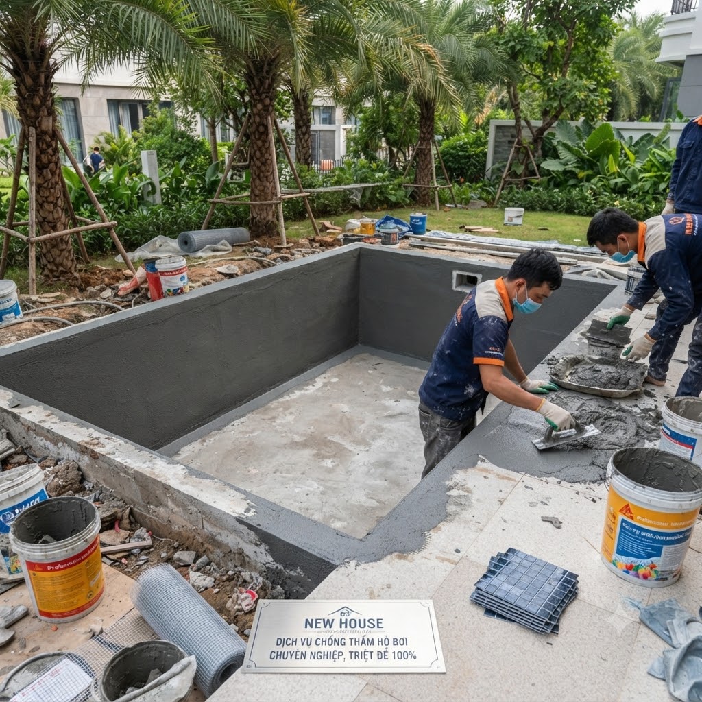 Dịch vụ chống thấm hồ bơi chuyên nghiệp Dịch vụ chống thấm hồ bơi chuyên nghiệp