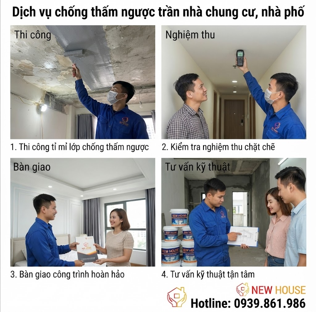 Dịch vụ chống thấm ngược trần nhà chung cư, nhà phố